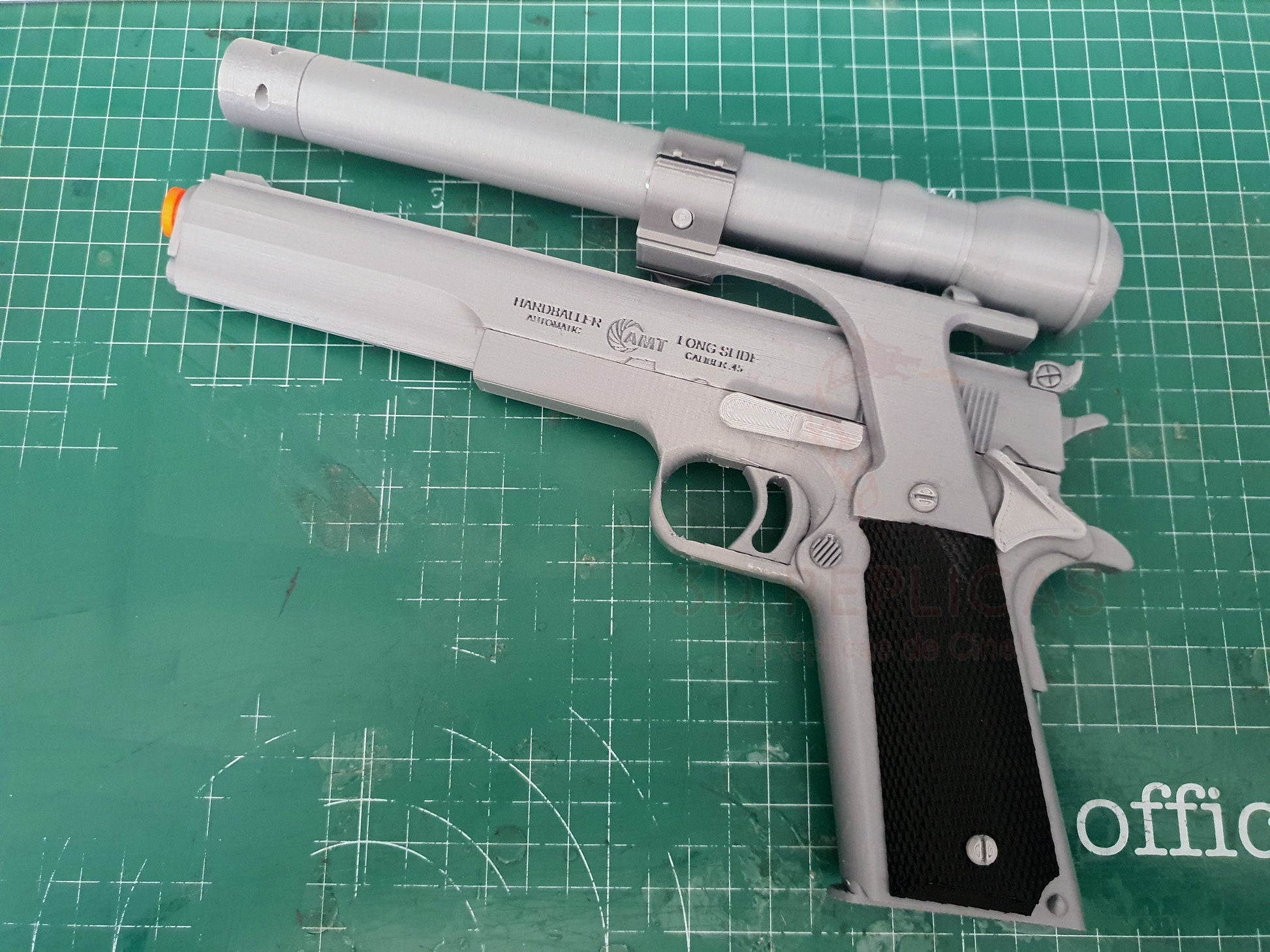 The Terminator AMT Hardballer .45 Longslide Gun Pistol Prop Replica Arnold Schwarzenegger Cosplay - by buissonland