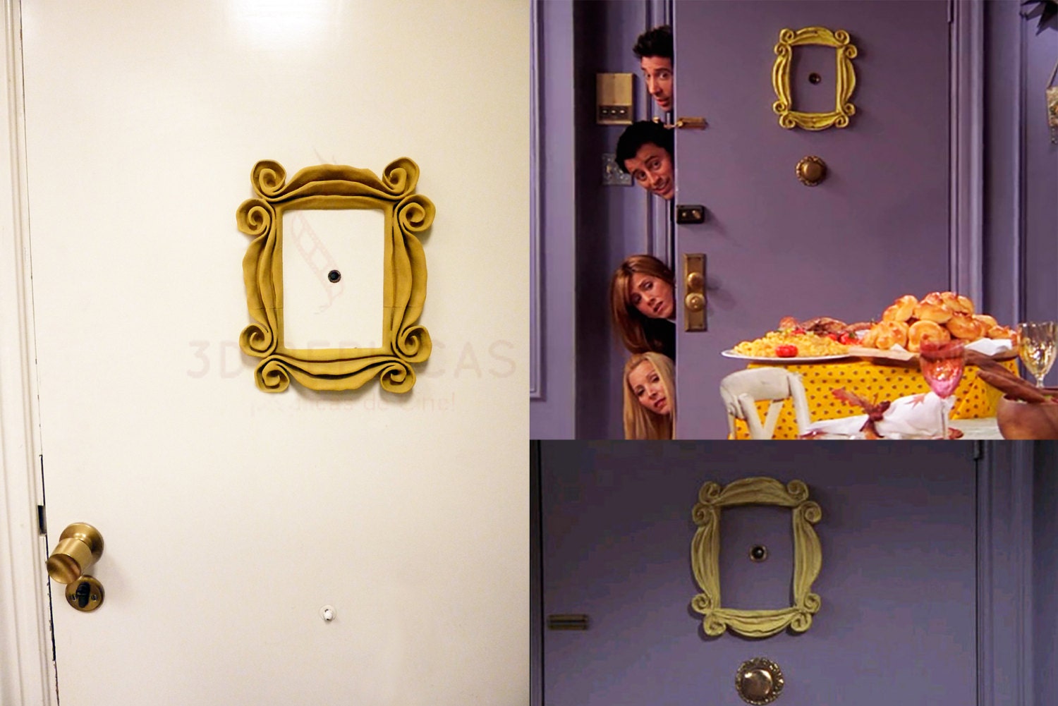 FRIENDS Yellow Peephole Frame Monica's Appartment Marco Fotos Apartamento - REAL Willow WOOD!